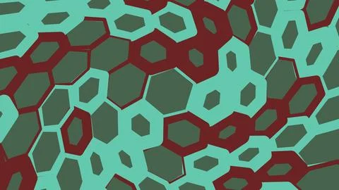 Abstract geometric hexagon pattern in teal and dark red Illustrazione stock