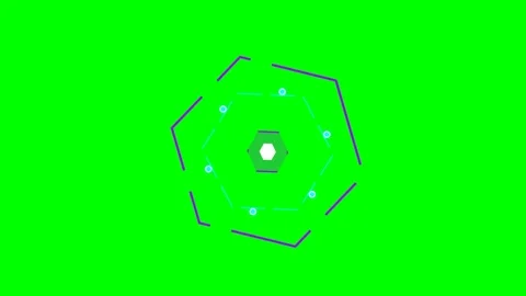 Abstract geometric hexagon shape animation overlay on a bright green backgrou Stock Footage 340266202