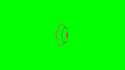 Abstract geometric hexagon shape with a centered pink dot on green background Stock Footage 340904758