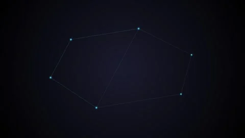 Abstract geometric hexagon shape formed by glowing blue light connection poin Stock Footage 339615486