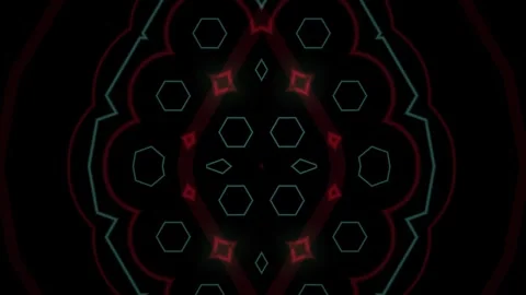 Abstract Geometric Hexagonal Pattern Animation with Neon Glow Effects. Stock Footage 333913432