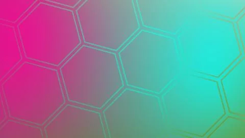 Abstract geometric hexagonal pattern with a vibrant pink to teal gradient b.. Ilustração Stock