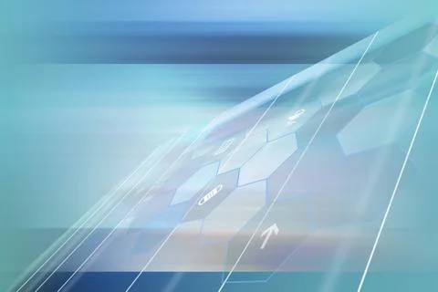 Abstract geometric hexagonal shape on big flat screen medicine and science Stock Illustration