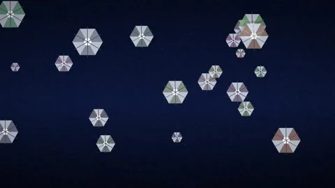 Abstract Geometric Hexagons Floating on Dark Background Animation 스톡 동영상 347810105