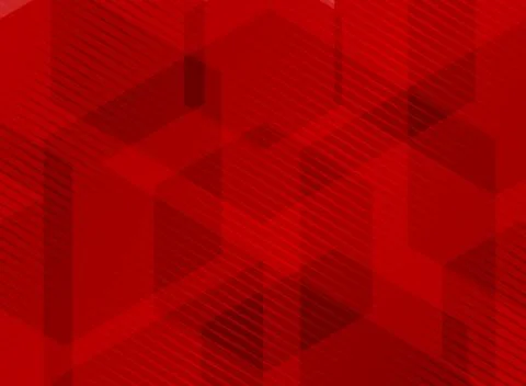 Abstract geometric hexagons overlapping red background with striped lines pat Stock Illustration