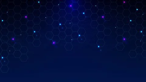 Abstract geometric with hexagons pattern and glowing particles. Stock Illustration