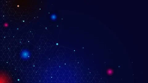 Abstract geometric with hexagons pattern and glowing particles Stock Illustration