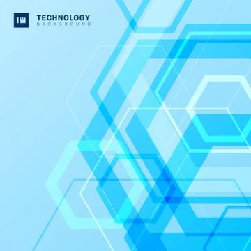 Abstract geometric hexagons shape technology digital futuristic concept blue Stock Illustration
