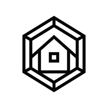 Abstract geometric house icon within nested hexagons design. Stock Illustration