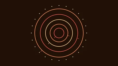 Abstract Geometric HUD Animation with Concentric Rotating Rings and Pulsing.. Vídeos de archivo 348219948
