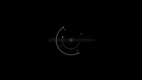 Abstract Geometric HUD Elements Rotating on Black Background Stock Footage 346795172