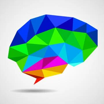 Abstract geometric human brain from triangles isolated on white background Stock Illustration