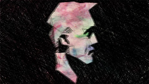 Abstract Geometric Human Face Sketch on Textured Background Stock Footage 337068202