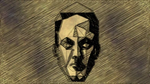 Abstract Geometric Human Face Sketch on Textured Background Stock Footage 337068418
