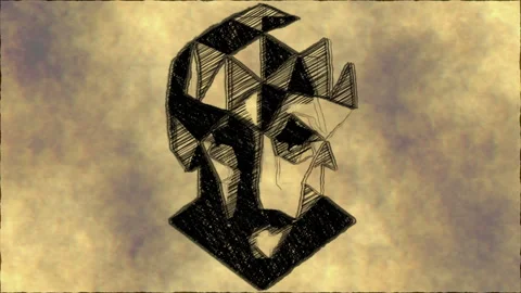 Abstract Geometric Human Face Sketch on Textured Background Stock Footage 337137332
