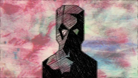 Abstract Geometric Human Face Sketch on Textured Background Stock Footage 337137335