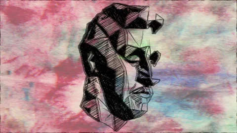 Abstract Geometric Human Face Sketch on Textured Background Stock Footage 337266777