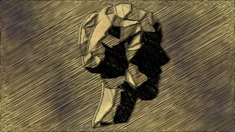 Abstract Geometric Human Face Sketch on Textured Background Stock Footage 337435665