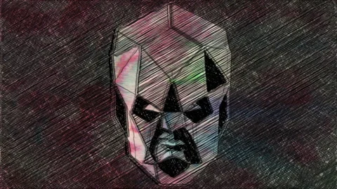 Abstract Geometric Human Face Sketch on Textured Background Stock Footage 338306795