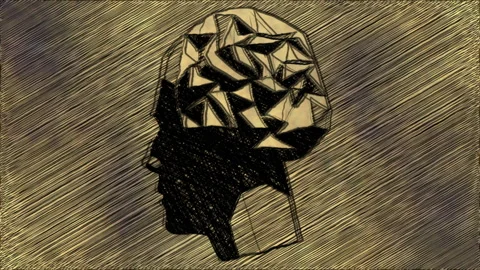 Abstract Geometric Human Face Sketch on Textured Background Stock Footage 338306879