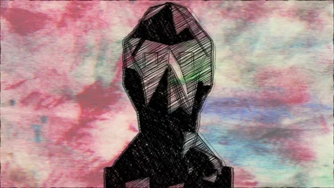 Abstract Geometric Human Face Sketch on Textured Background Stock Footage 339633540