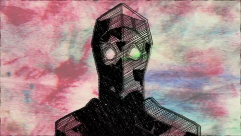 Abstract Geometric Human Face Sketch on Textured Background Stock Footage 339633546
