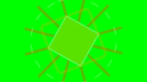 Abstract geometric icon with a central golden square on a green background Stock Footage 340264982