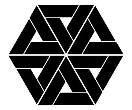 Abstract Geometric Illusion with Symmetrical Triangles for icon logo. Stock Illustration