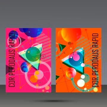 Abstract geometric image. Set in beautiful design pieces. A4 format template Stock Illustration