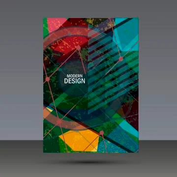 Abstract geometric image. Set in beautiful design pieces. A4 format template Stock Illustration