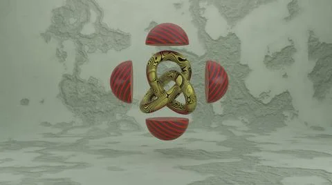 Abstract geometric infinity torus knot curved line still life background, 3d Stock Illustration