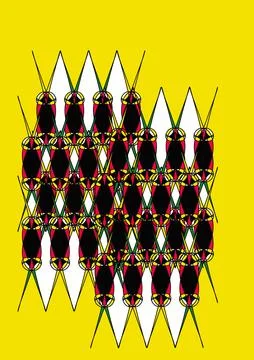Abstract Geometric Insect Pattern on Bright Yellow Background 库存插图