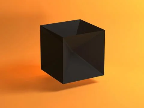 Abstract geometric installation, black triangular cube 3d Illustrazione stock