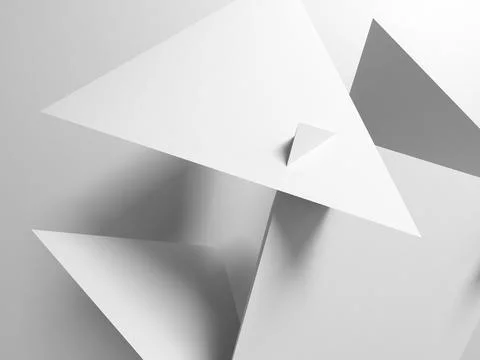 Abstract geometric installation with intersected pyramids, 3d イラスト素材