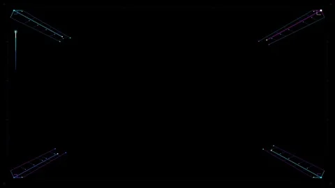 Abstract Geometric Interface Elements Floating on Black Background Stockbeeldmateriaal 347004495