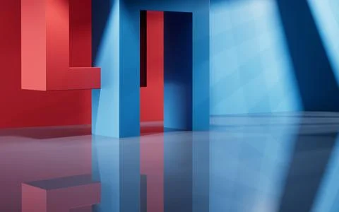 Abstract geometric interior structure, 3d rendering. Ilustración de archivo
