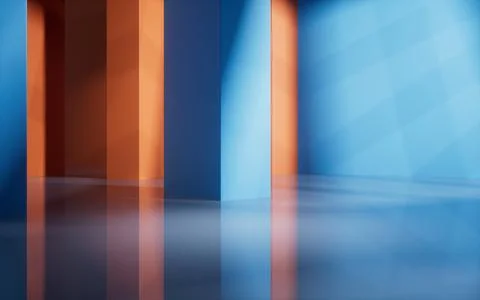 Abstract geometric interior structure, 3d rendering. Ilustración de archivo