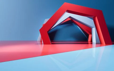 Abstract geometric interior structure, 3d rendering. Stock Illustration