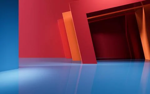 Abstract geometric interior structure, 3d rendering. Stock Illustration