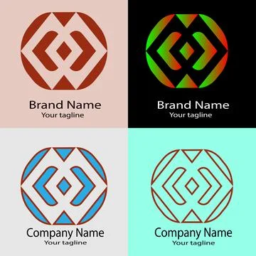 Abstract Geometric Interlock Logo Stock Illustration