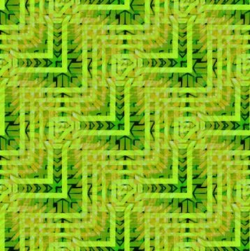 Abstract geometric intricate angled pattern lime green brown olive gree Stock Illustration