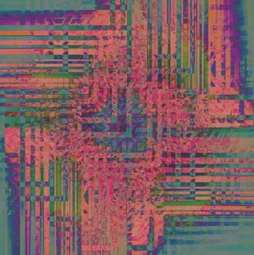 Abstract geometric intricate angled pattern turquoise pink purple cente 스톡 일러스트