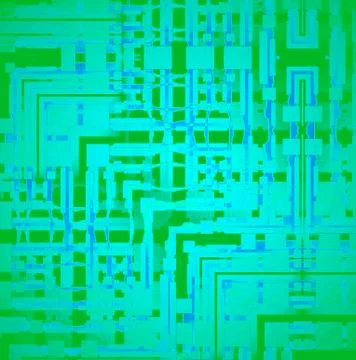 Abstract geometric intricate angled pattern bright green turquoise blue Stock Illustration