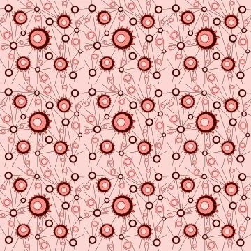 Abstract geometric intricate circles pattern pink pastel red dark brown Stock Illustration