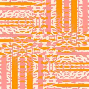 Abstract geometric intricate pattern beige yellow orange pink Stock Illustration