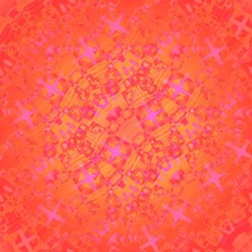 Abstract geometric intricate pattern orange red purple centered Stock Illustration