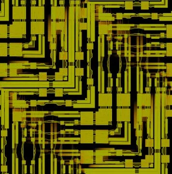 Abstract geometric intricate squares pattern olive green gold brown bla Stock Illustration