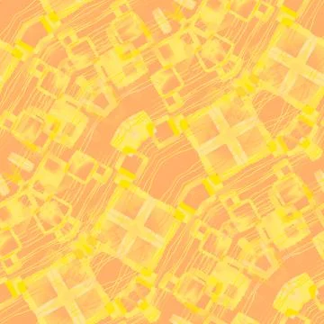 Abstract geometric intricate squares pattern terra cotta yellow beige d Stock Illustration