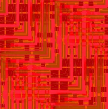 Abstract geometric intricate squares pattern red orange ocher brown Stock Illustration