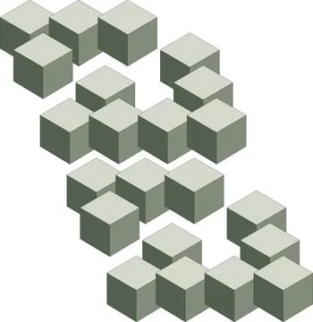Abstract geometric isometric cubes pattern in shades of green and grey crea.. 스톡 일러스트